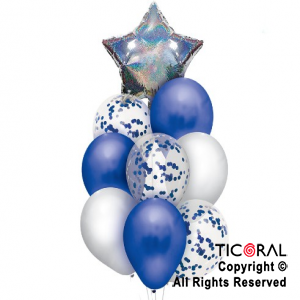 SET DE GLOBOS PREMIUM HOLOGRAFICO ESTRELLA PLATA x 1